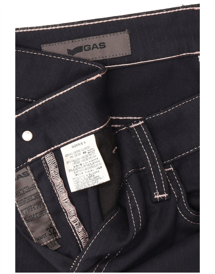 GAS Pantalon décontracté droit femme W32 L26 Bleu Marine Polyester