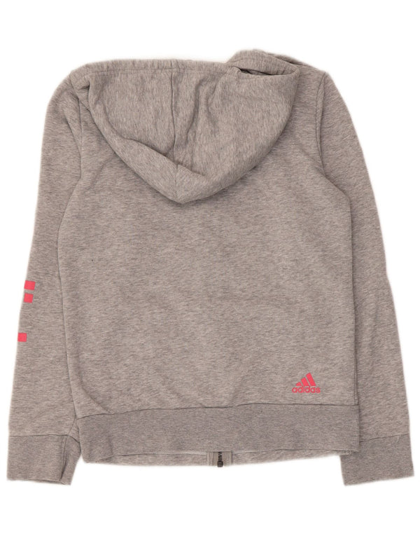 Adidas Pull à capuche zippé graphique pour femme UK 8/10 Petit coton moucheté gris