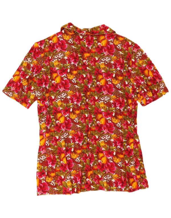vintage Femme Chemise à manches courtes Blouse UK 12 Moyen Multicolore Floral