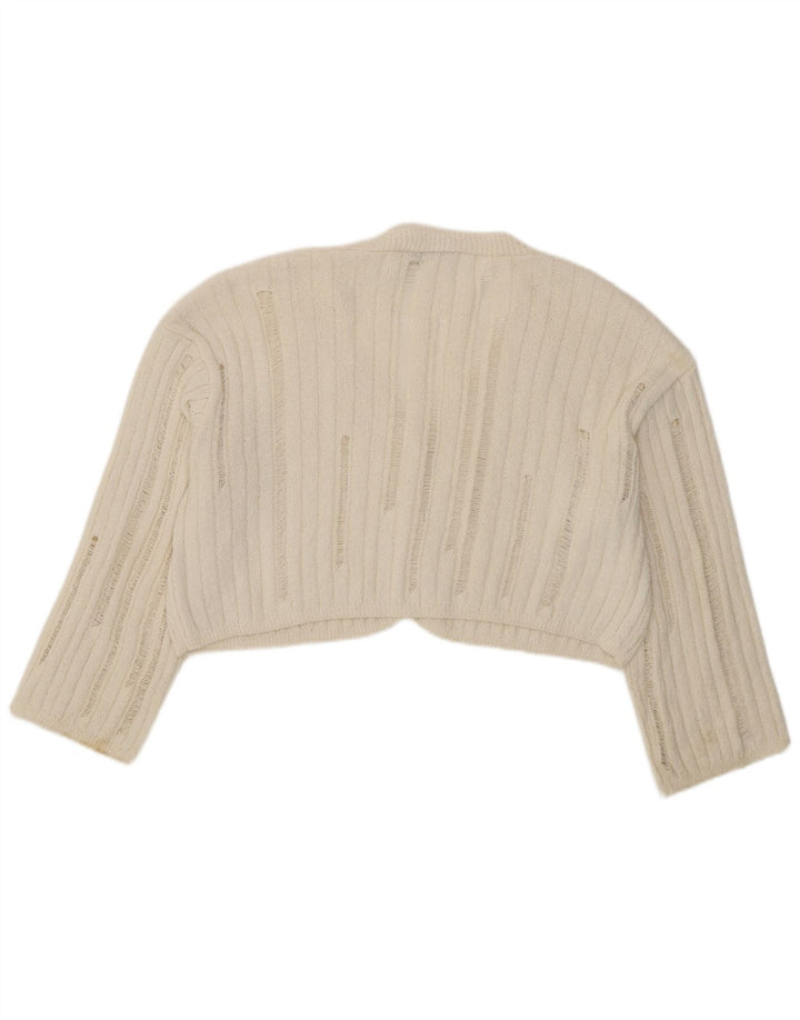 Zara Femme Boléro Oversize Pull UK 10 Petit Blanc Cassé