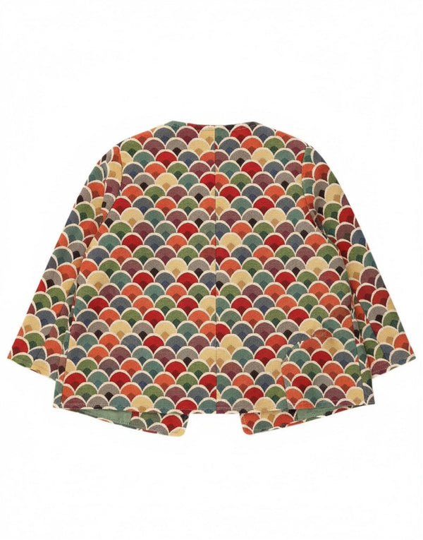 vintage Femme 3/4 Manches Blazer Veste UK 12 Moyen Multicolore