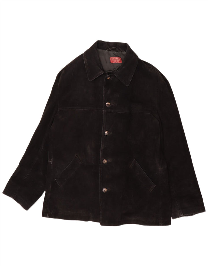 Sisley Veste en daim pour homme UK 38 Cuir noir moyen