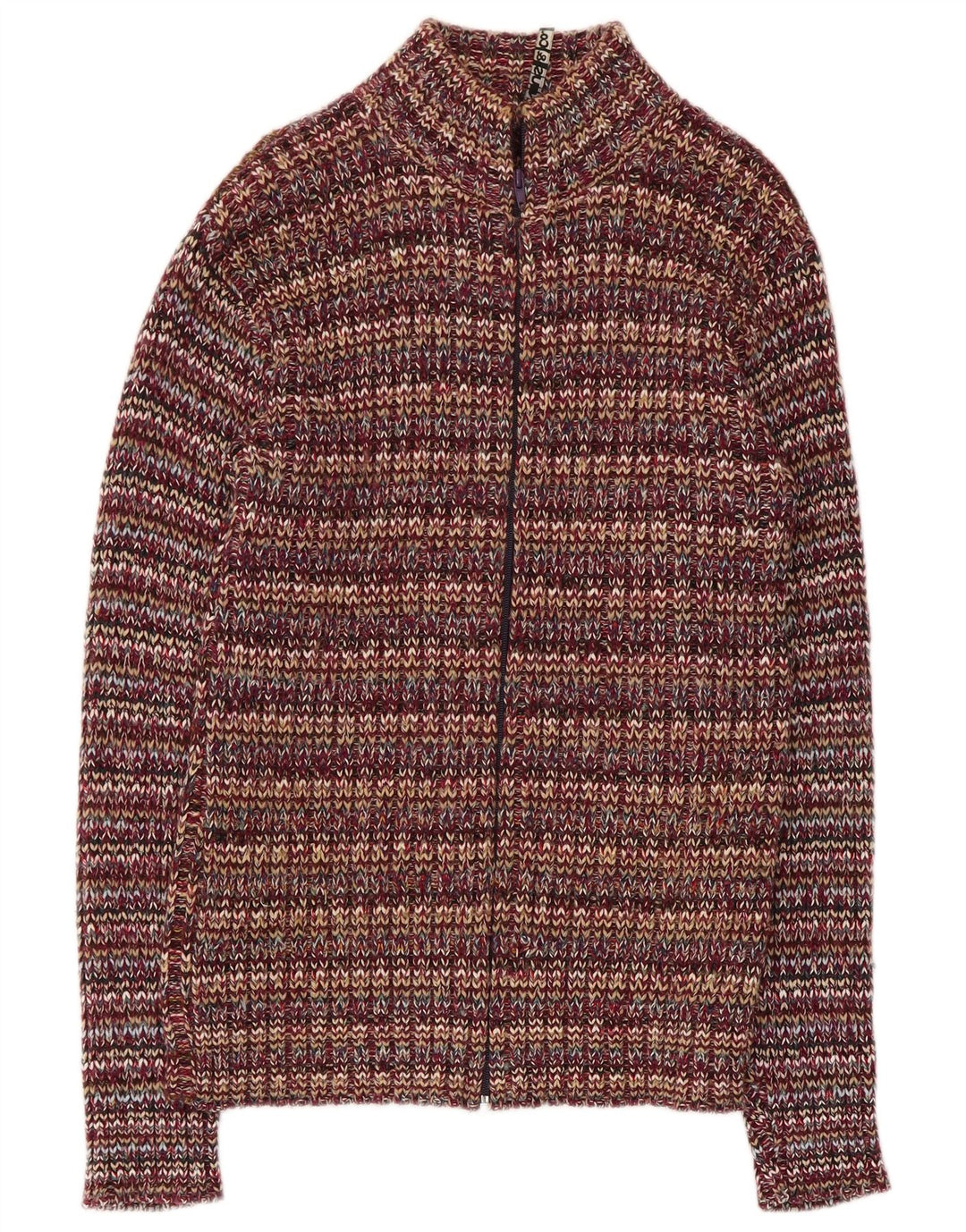 vintage Womens Cardigan Sweater UK 10 Petit Acrylique Multicolore