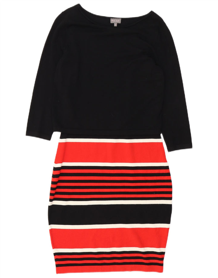 PHASE EIGHT Robe pull à manches 3/4 pour femme UK 10 Petit noir rayé