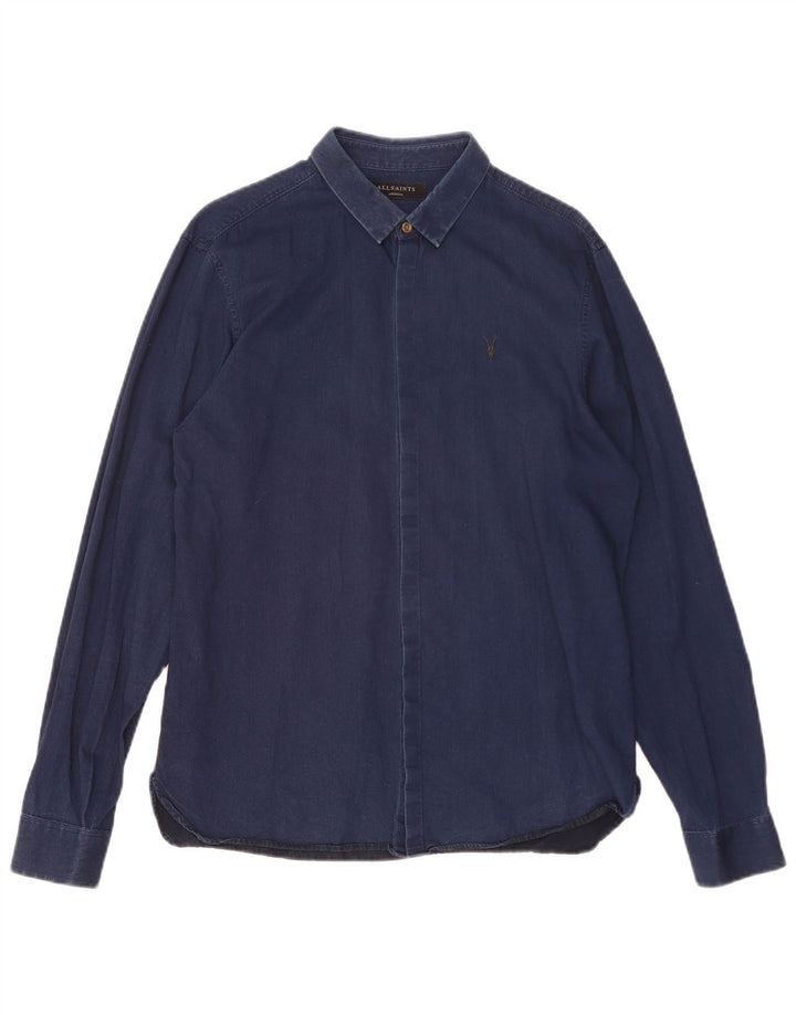 All Saints Chemise Homme Bleu Marine Moyen Coton