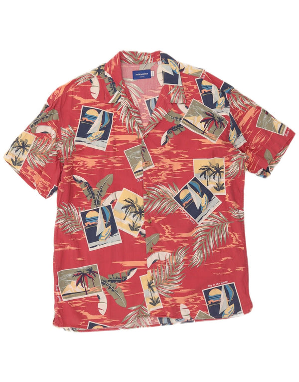 Jack & Jones Chemise à manches courtes pour hommes Grand coton floral rose hawaïen