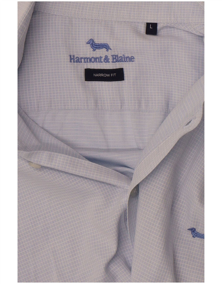 Harmont & Blaine Chemise coupe étroite pour hommes, grand vichy bleu