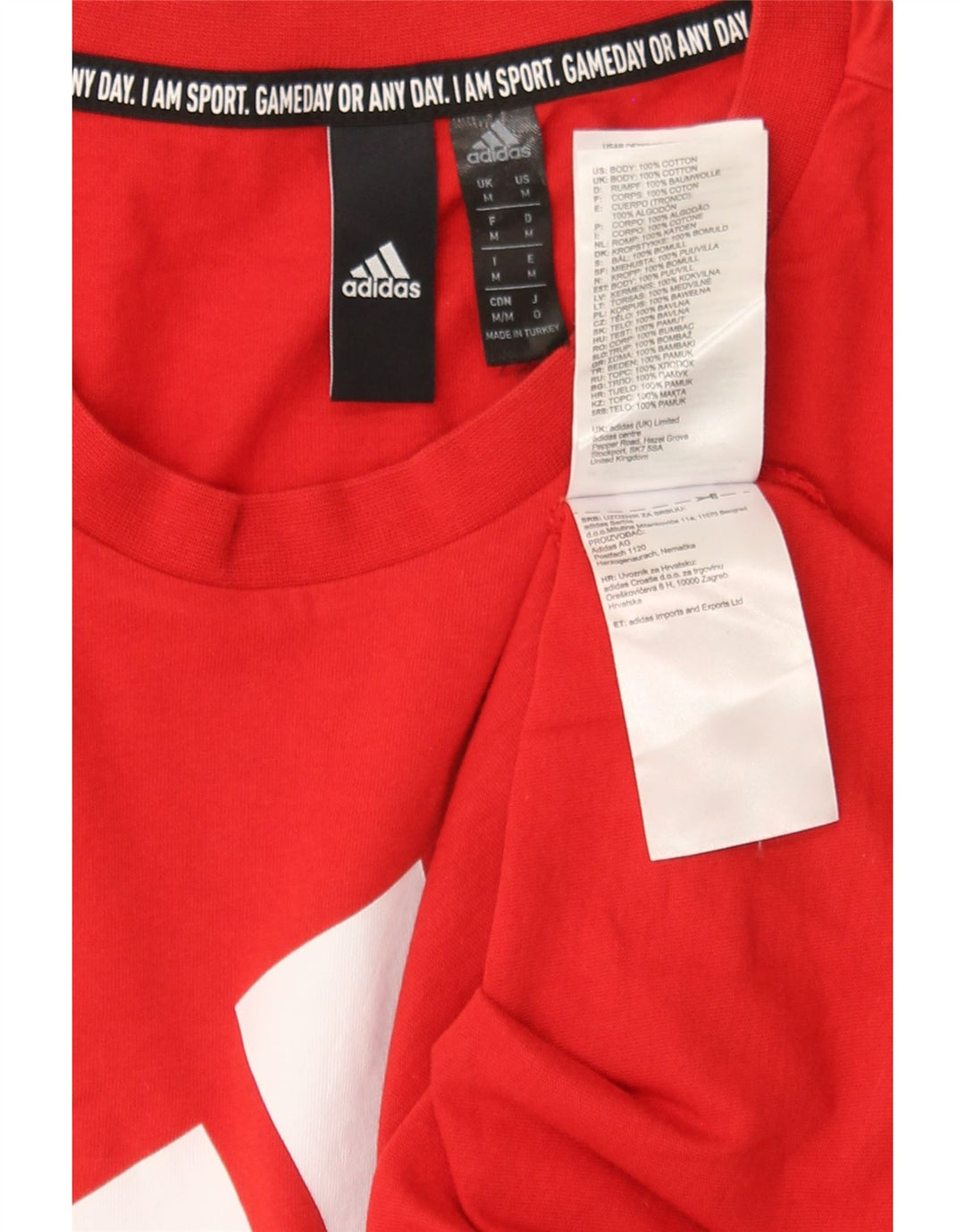 ADIDAS Mens Graphic T-Shirt Top Medium Red Cotton Vintage Adidas and Second-Hand Adidas from Messina Hembry 