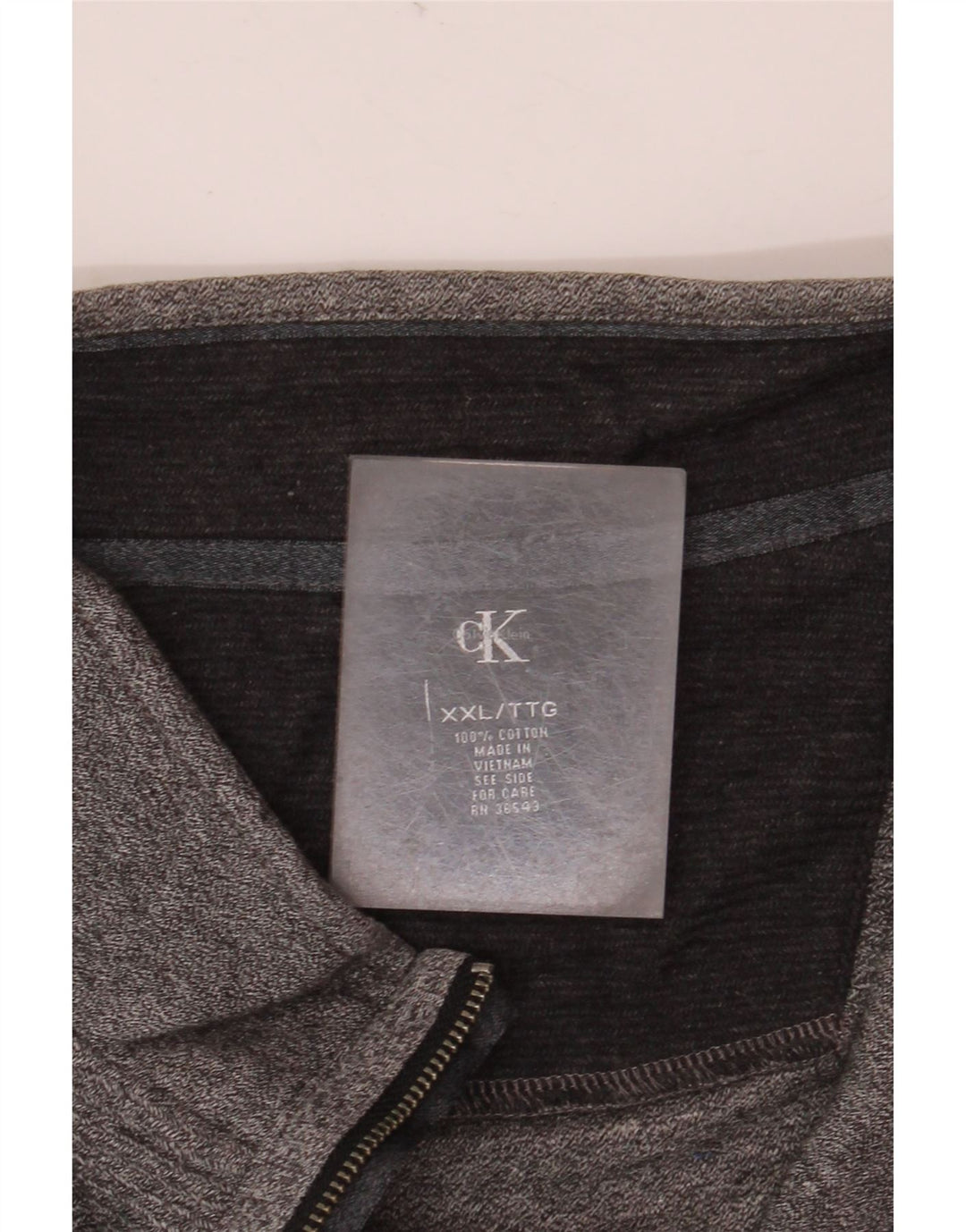 Calvin Klein Haut à col zippé à manches longues pour homme 2XL Gris chiné en coton