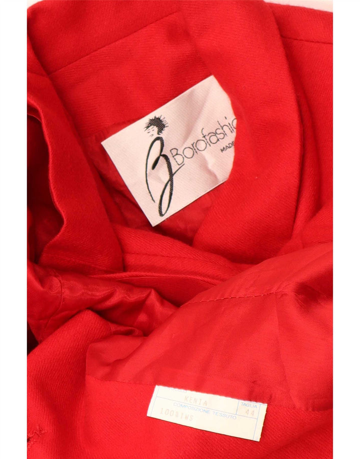 vintage Femme 5 Bouton Blazer Veste IT 44 Moyen Rouge Laine Classique