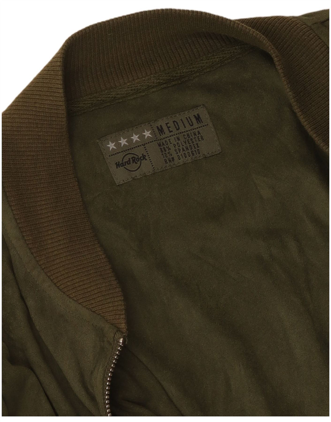 Hard Rock Cafe Dubai Crop Bomber Jacket UK 14 Polyester Vert Moyen