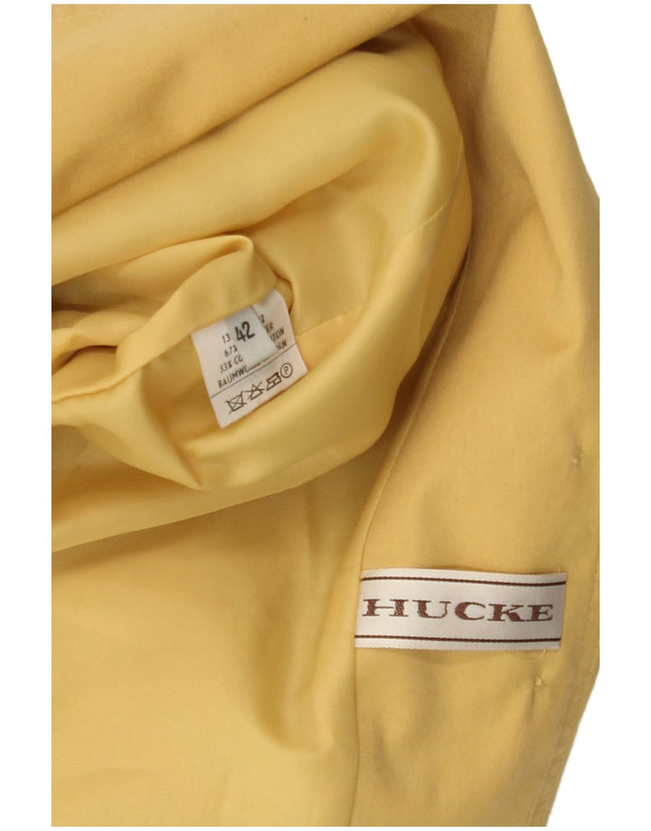 Hucke Veste blazer courte à 3 boutons pour femme EU 42 Large Jaune Coton