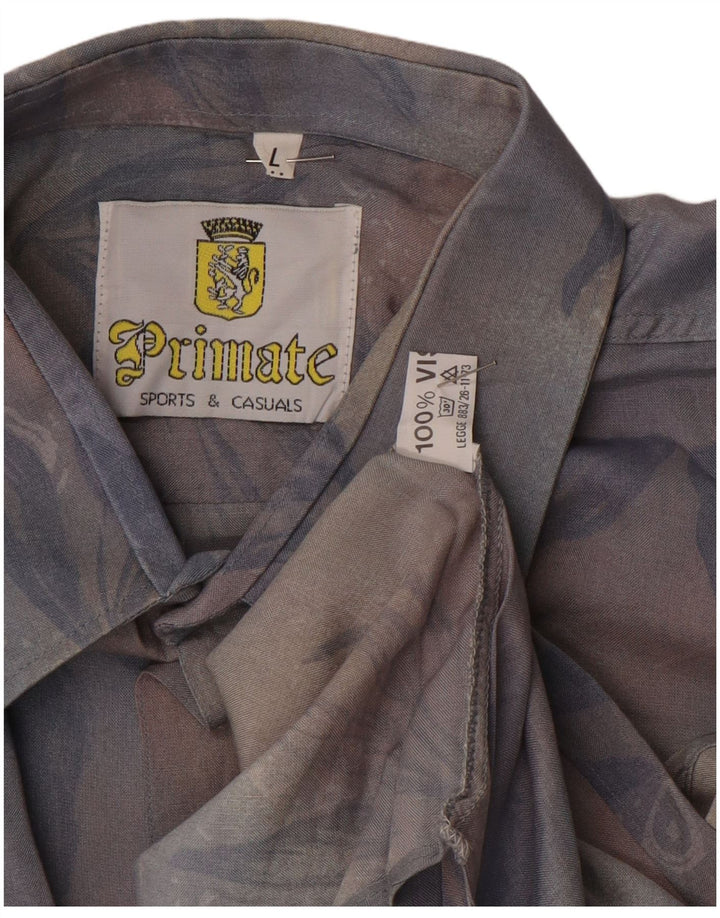 VINTAGE Chemise Homme Grande Viscose Florale Multicolore