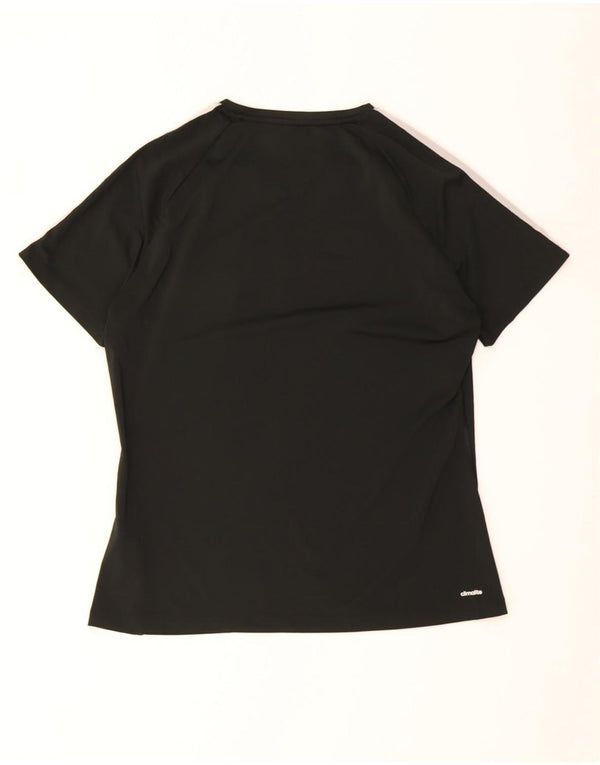 Adidas Climalite T-Shirt Top UK 16/18 Large Noir Polyester