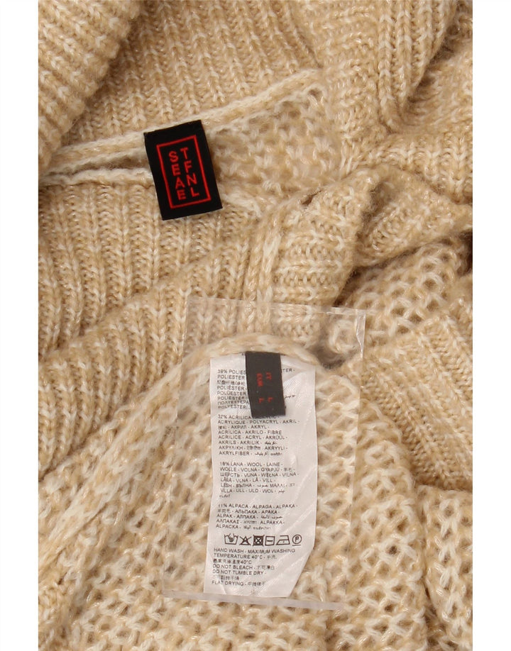 STEFANEL Pull surdimensionné à col boutonné pour femme UK 16 Large Beige