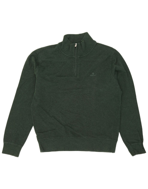Gant Pull col zippé homme grand vert coton