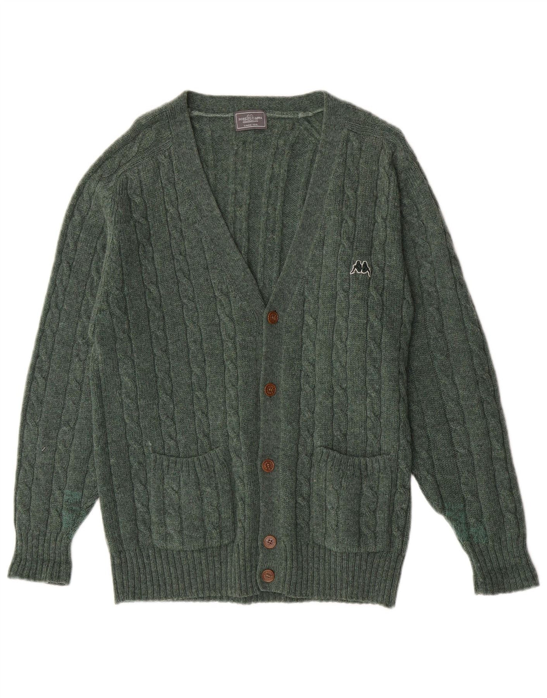 Kappa Cardigan Pull Homme Vert Moyen Laine Vierge
