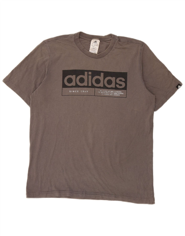 Adidas T-Shirt Graphique Homme Gris Moyen Coton