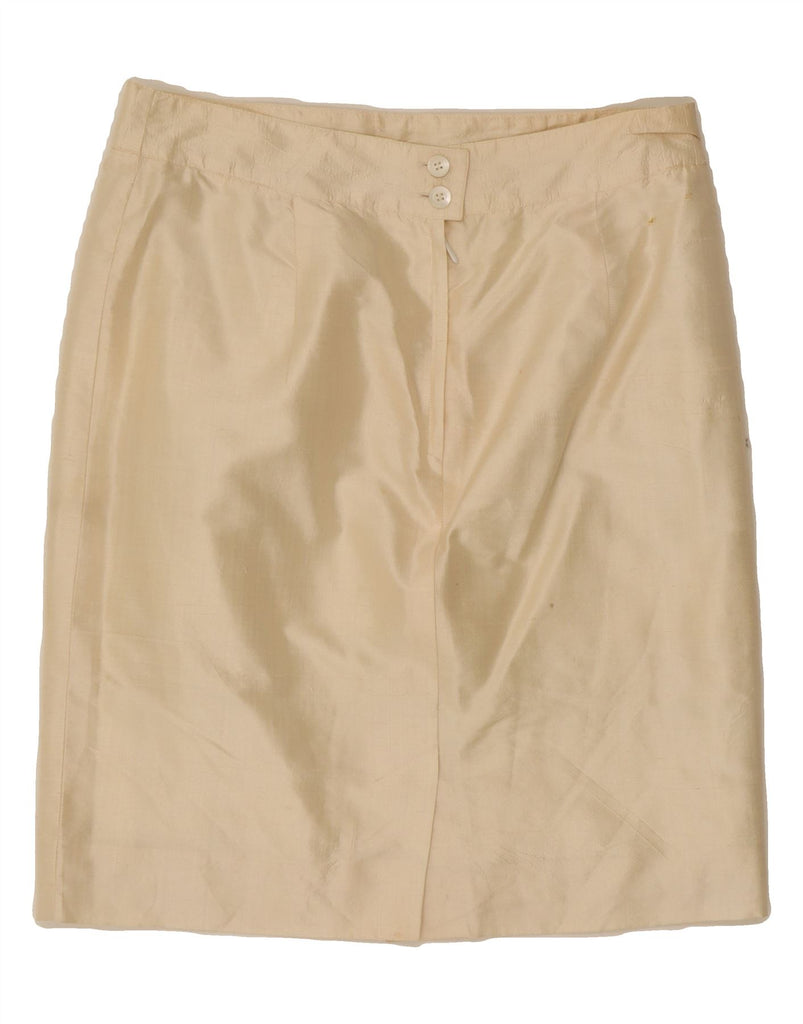 MONDI Womens Straight Skirt IT 42 Medium W30 Off White Silk Vintage Mondi and Second-Hand Mondi from Messina Hembry 