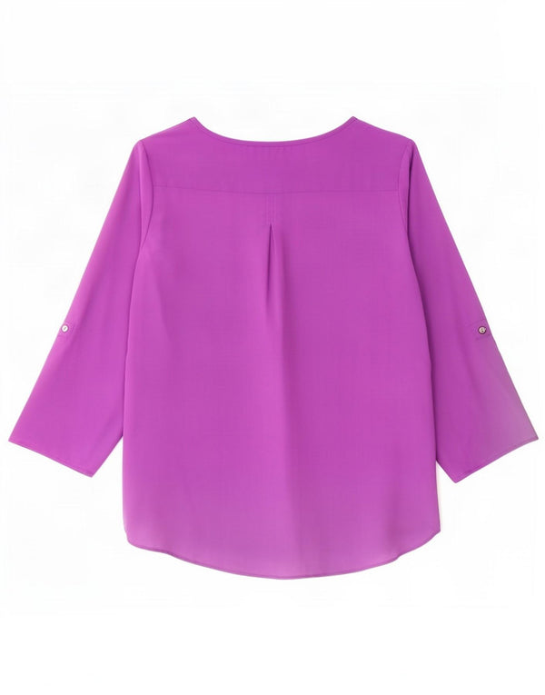 Zara Femme Top Manches 3/4 UK 16 Large Violet Polyester