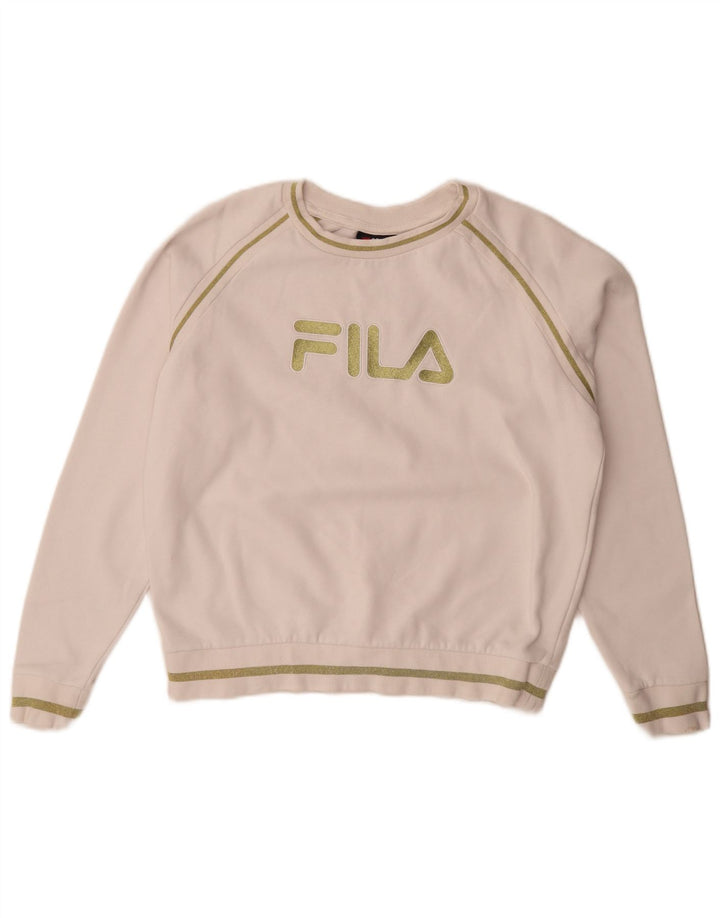 Fila Sweat-shirt surdimensionné graphique pour femme UK 10 petit coton blanc