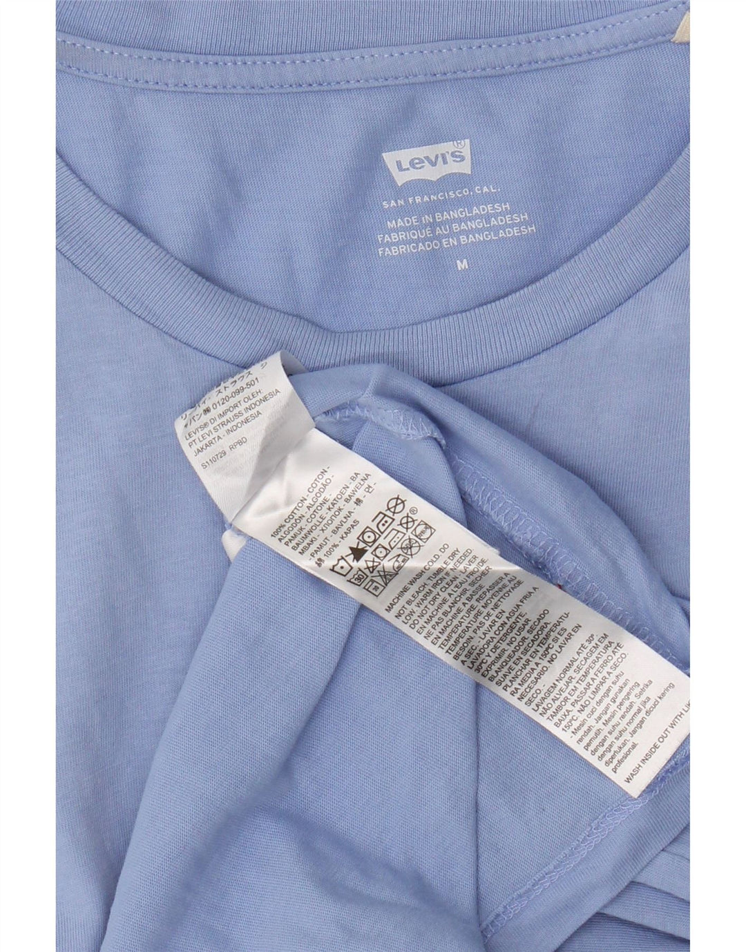 Levi's T-Shirt Graphique Femme UK 12 Bleu Moyen Coton
