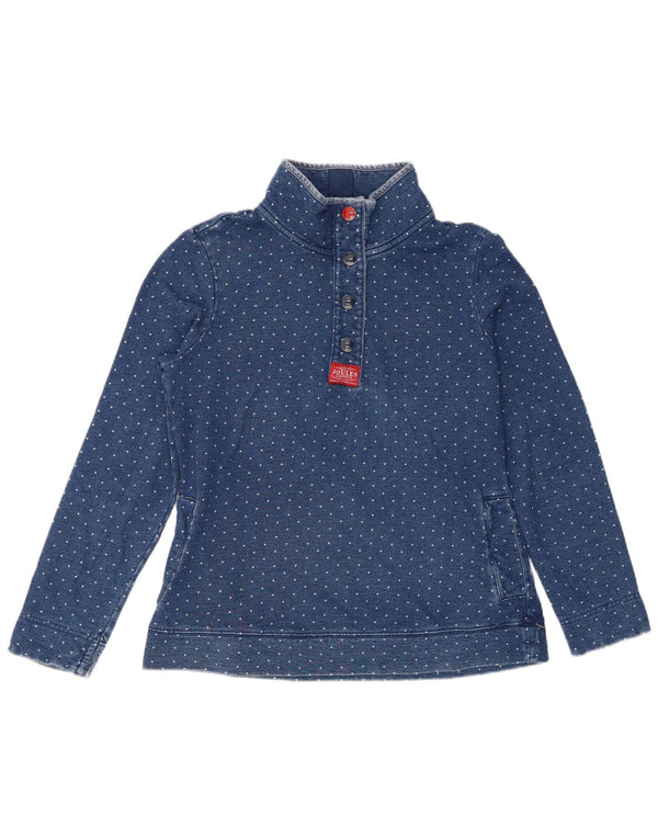 Joules Sweat-shirt à col boutonné pour femme UK 12 Bleu moyen à pois