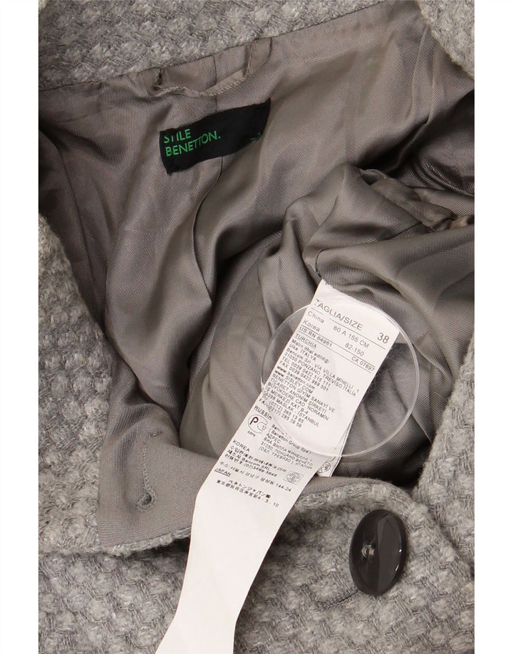 BENETTON Veste blazer courte à 4 boutons pour femme IT 38 XS Gris