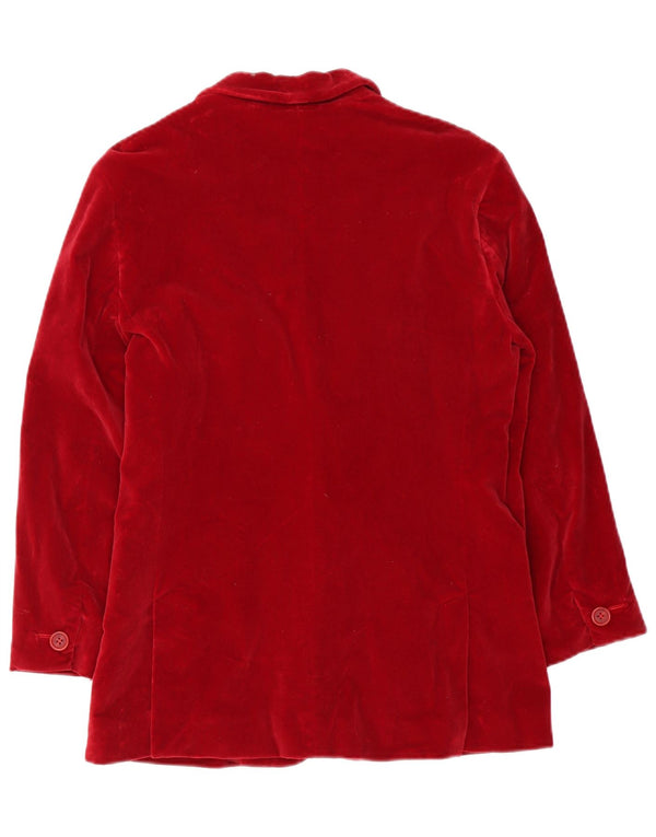 Max Mara Veste blazer en velours à 2 boutons pour femme UK 14 Rouge moyen