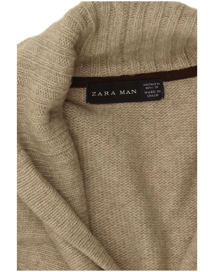 Zara Homme Pull Cardigan Gris Moyen Laine