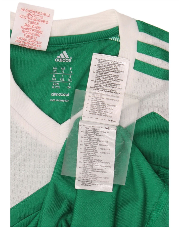 ADIDAS Garçon Climacool T-Shirt Top 13-14 ans XL Vert Colourblock