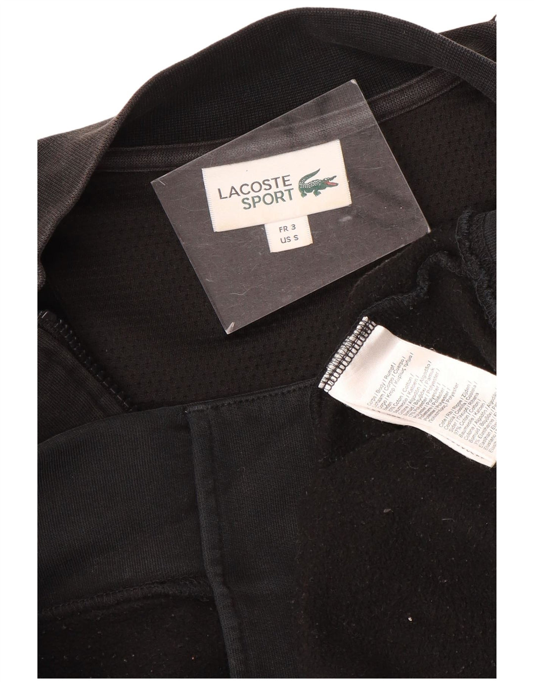 LACOSTE Homme Survêtement Top Veste Taille 3 Petit Coton Noir