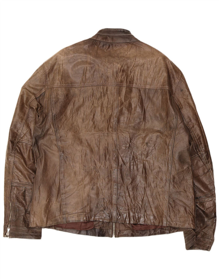 veste en cuir homme vintage UK 40 Grand cuir brun