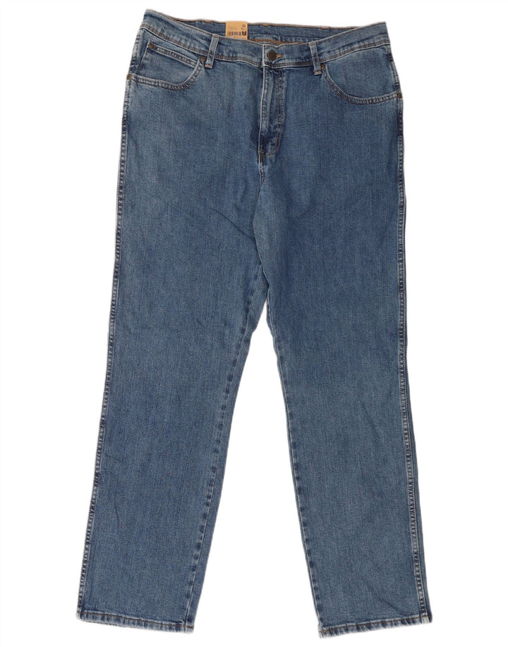 Wrangler Jean droit régulier pour hommes W38 L32 bleu coton