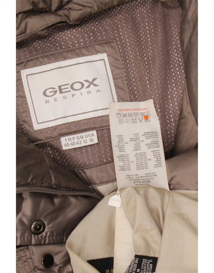 Geox Veste matelassée à capuche Respira pour femme UK 12 Gris moyen Polyester