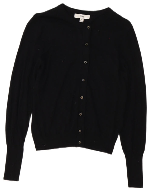 Marks & Spencer Pull Cardigan Femme UK 10 Petit Viscose Noir