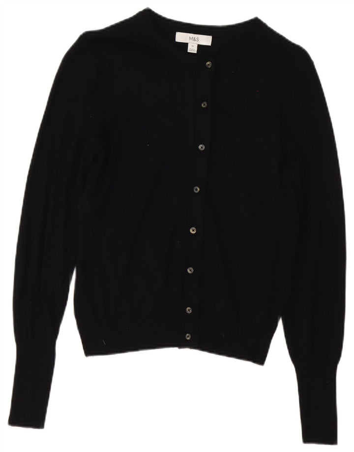 Marks & Spencer Pull Cardigan Femme UK 10 Petit Viscose Noir