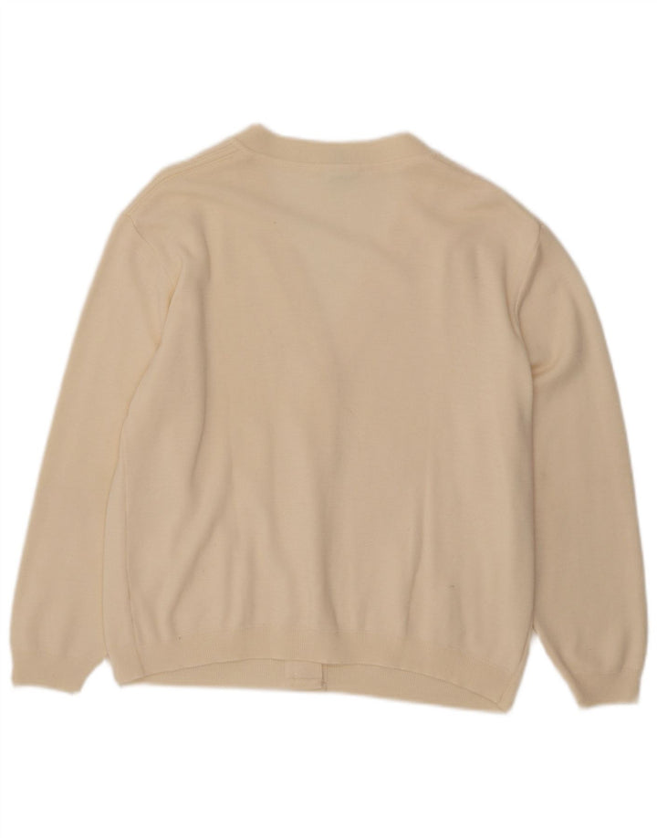 VINTAGE Pull Cardigan Femme UK 12 Beige Moyen