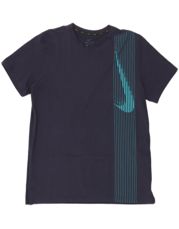 Nike Mens Dri Fit Graphic T-Shirt Top Large Navy Blue Striped Cotton