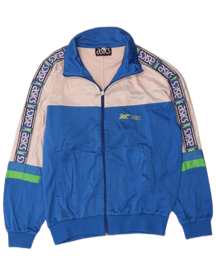 Asics Veste de survêtement graphique pour hommes, grand, bleu, colour block
