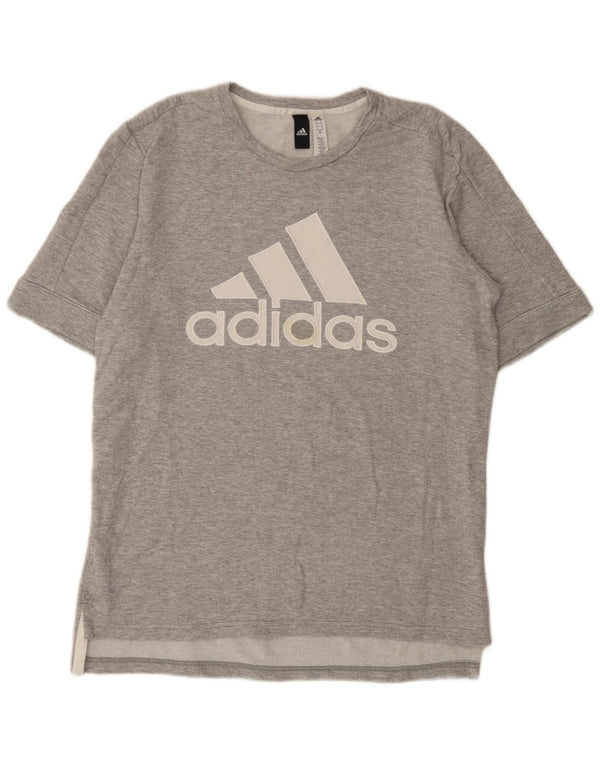 Adidas T-Shirt Graphique Homme Gris Moyen Moucheté Coton