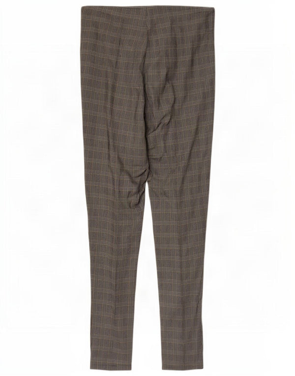 Zara Pantalon décontracté skinny pour femme Petit W26 L26 Gris à carreaux Viscose
