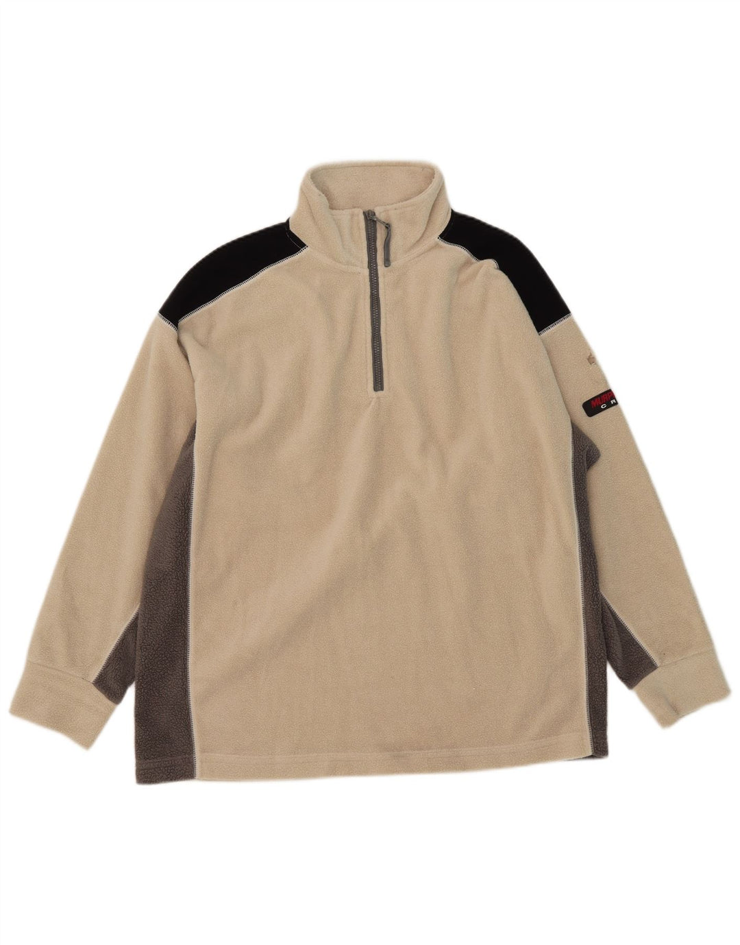 Murphy & Nye Pull polaire à col zippé pour homme Large Beige Colorblock Polyester