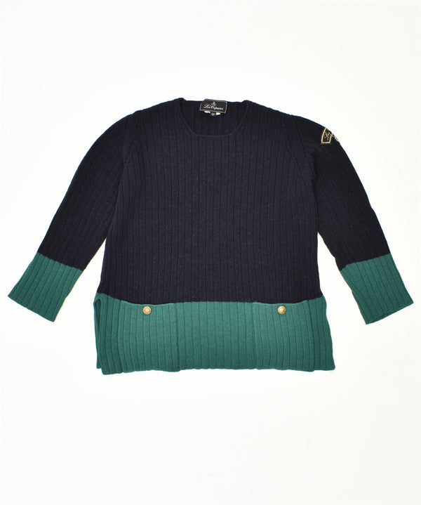 LES COPAINS Womens Crew Neck Jumper Sweater IT 42 Medium Navy Blue Vintage