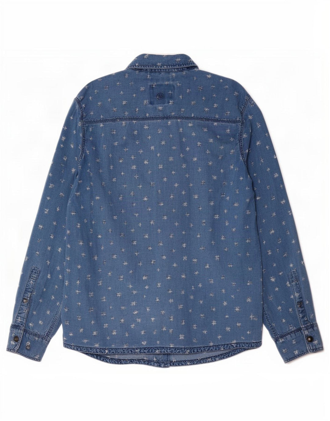 Fat Face Chemise à motif abstrait pour homme, teinture indigo, grand, bleu, coton