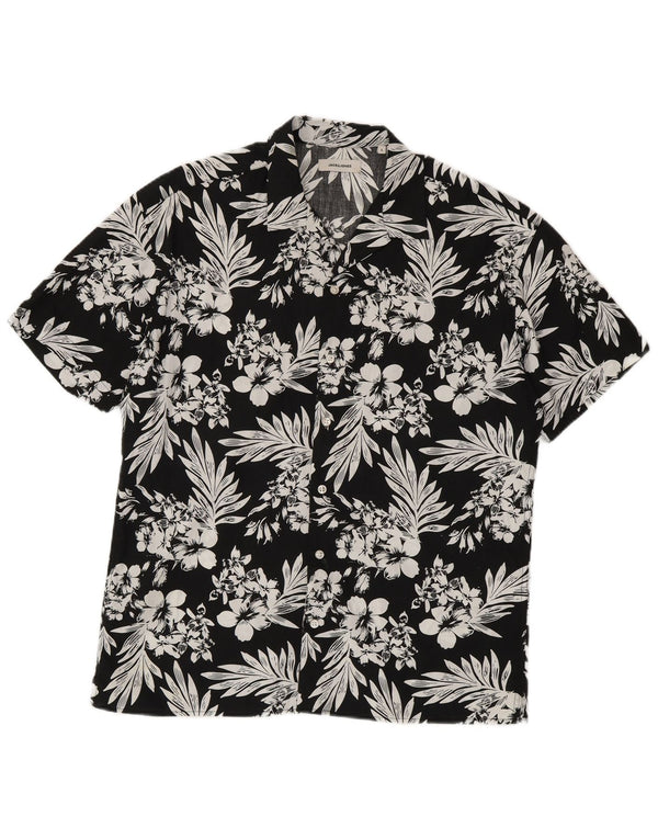 Jack & Jones Chemise à Manches Courtes Homme Grand Coton Floral Noir