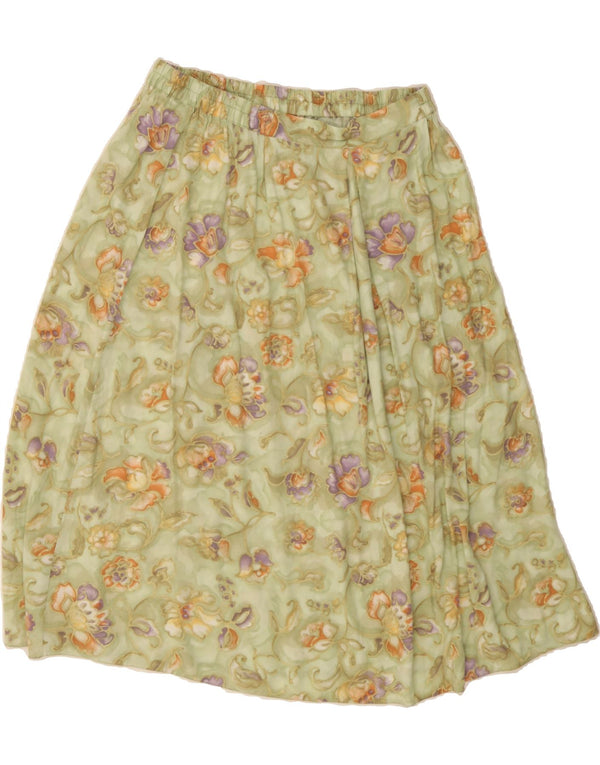 HONOR MILBURN Jupe trapèze pour femme UK 16 Large W32 Vert Floral Viscose