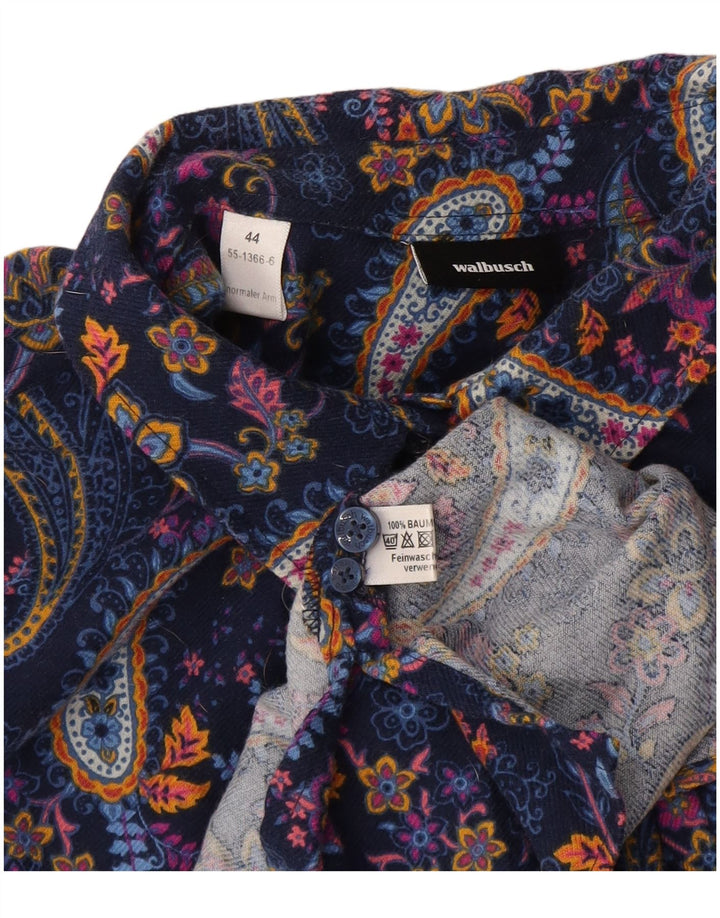 Walbusch Chemisier surdimensionné pour femme IT 44 Bleu marine moyen Paisley