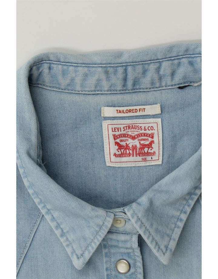 Levi's Chemise en Jean Coupe Ajustée Femme UK 14 Large Bleu Coton