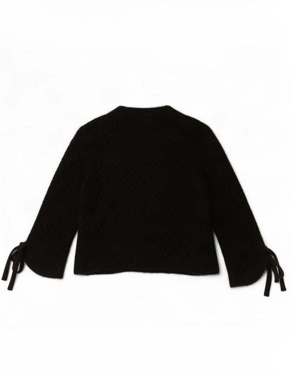 Massimo Dutti Pull cardigan ouvert à manches 3/4 pour femme UK 10 Small Noir